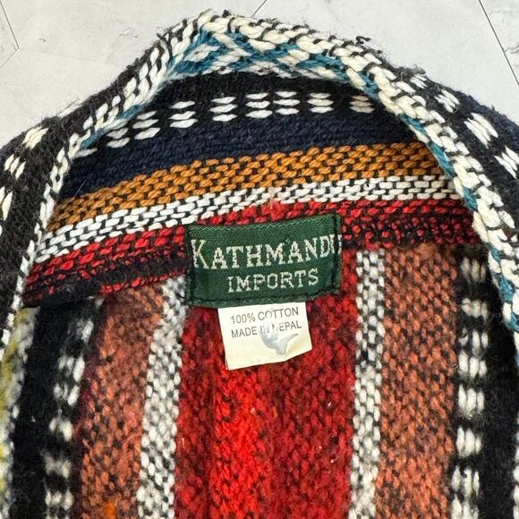 Kathmandu Imports Lg Boho Colorful Striped 100% Cotton Kimono Open Cardigan EUC - Picture 2 of 6